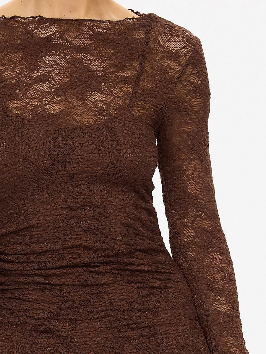 Elysian Collective Kivari Marie Lace Maxi Dress Chocolate