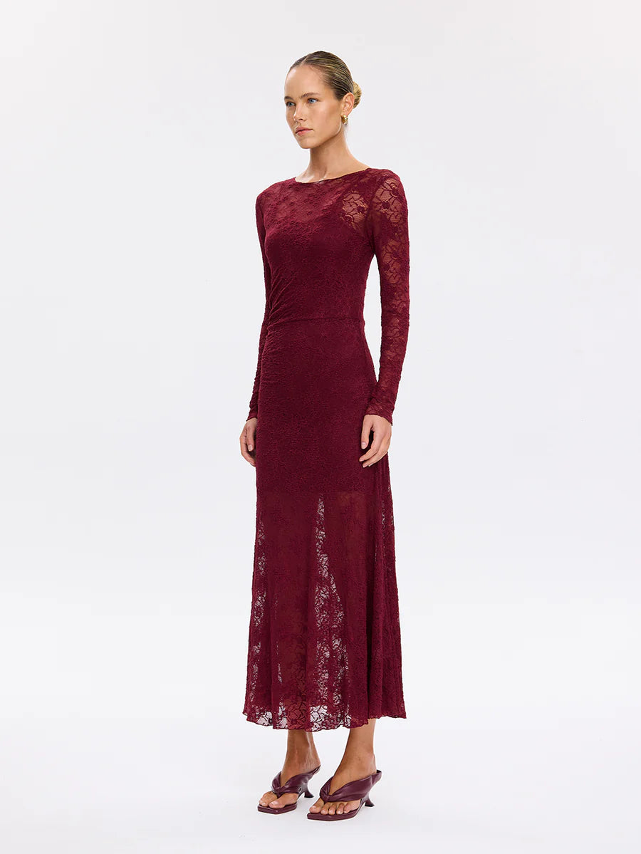 Elysian Collective Kivari Marie Lace Maxi Dress Plum