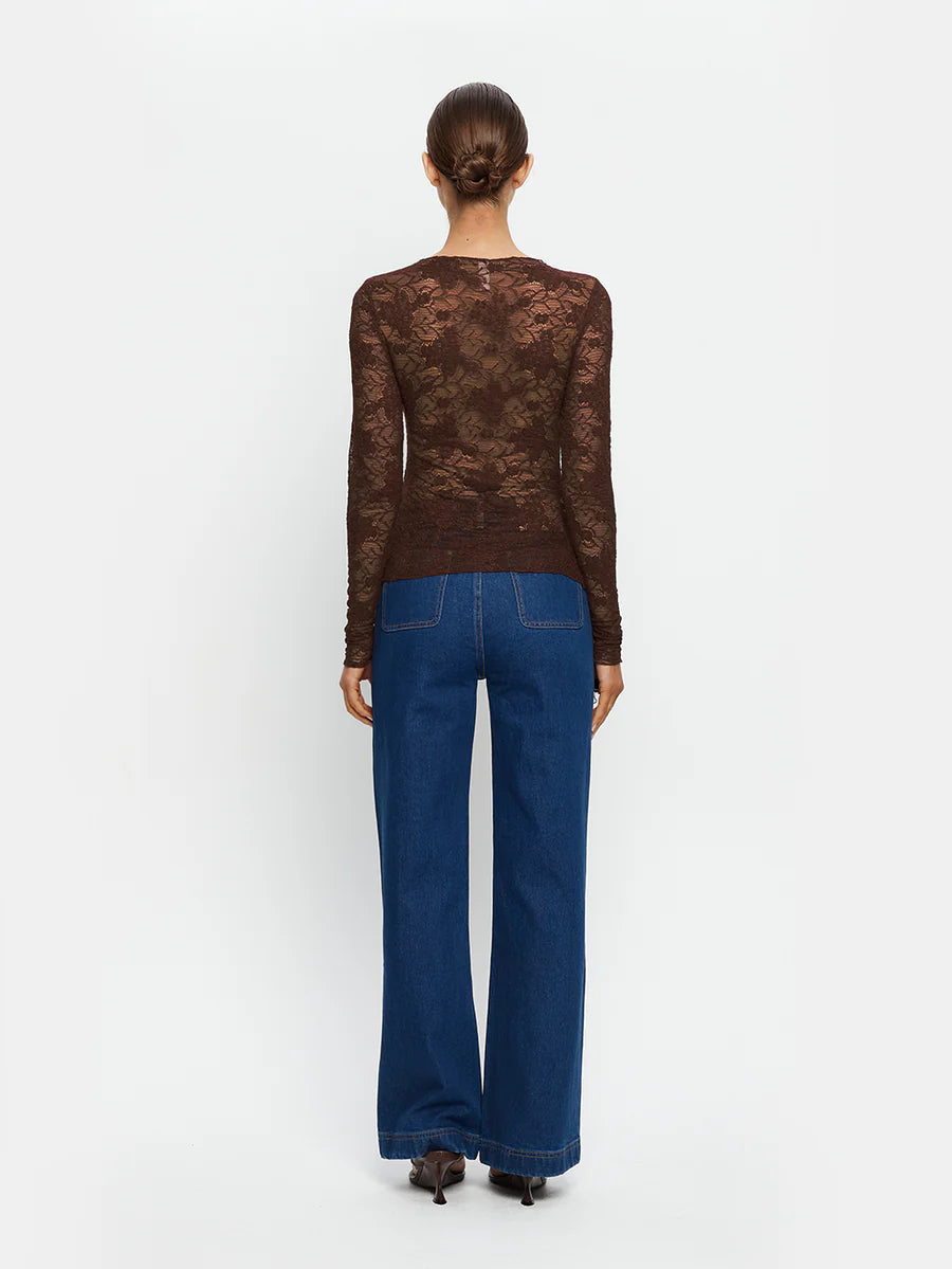 Elysian Collective Kivari Victoria Lace Top Chocolate