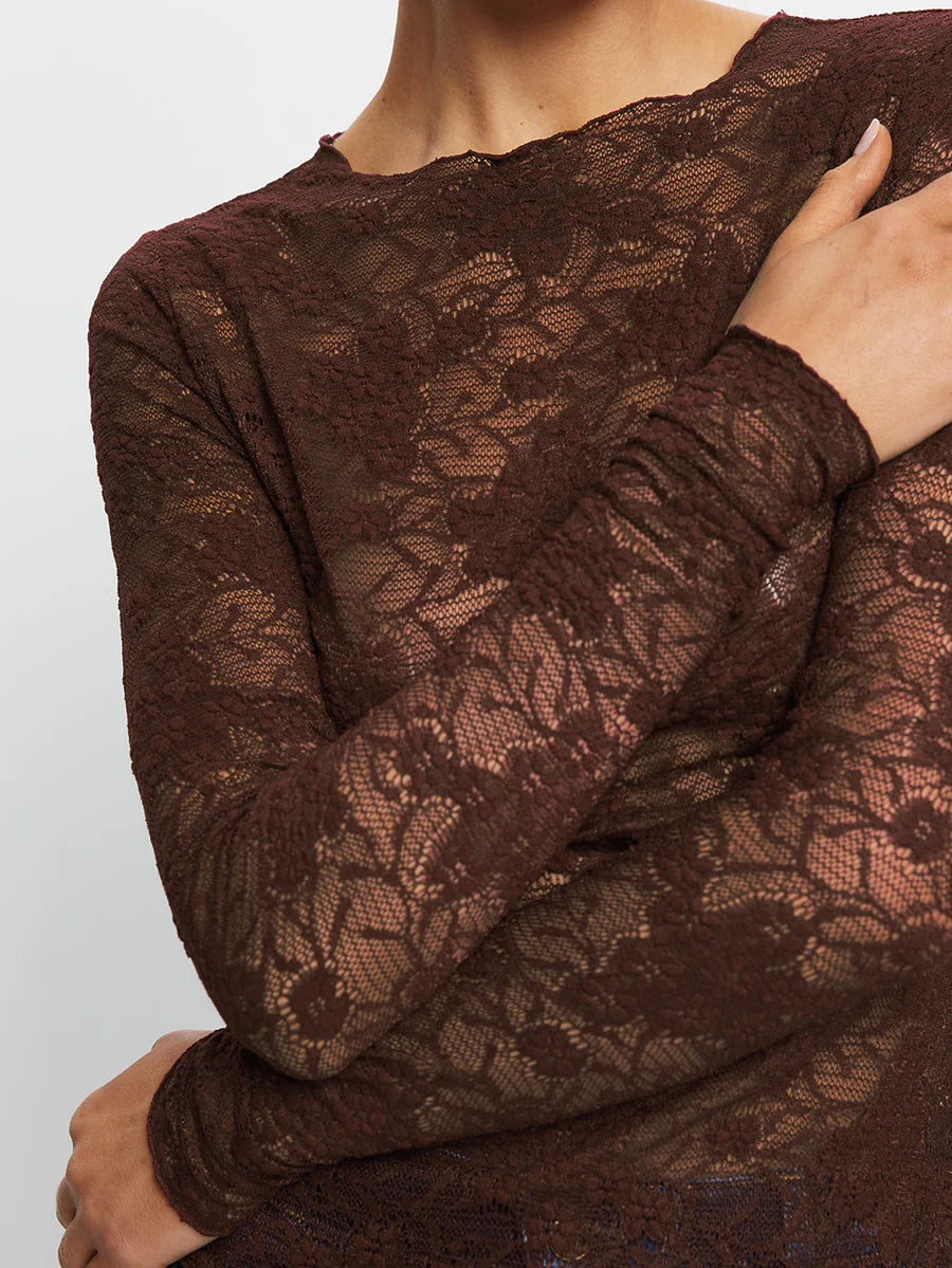 Elysian Collective Kivari Victoria Lace Top Chocolate