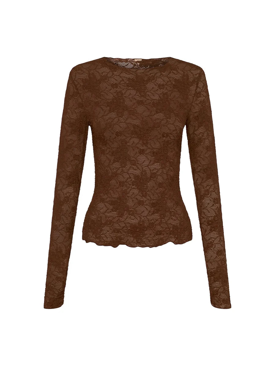 Elysian Collective Kivari Victoria Lace Top Chocolate