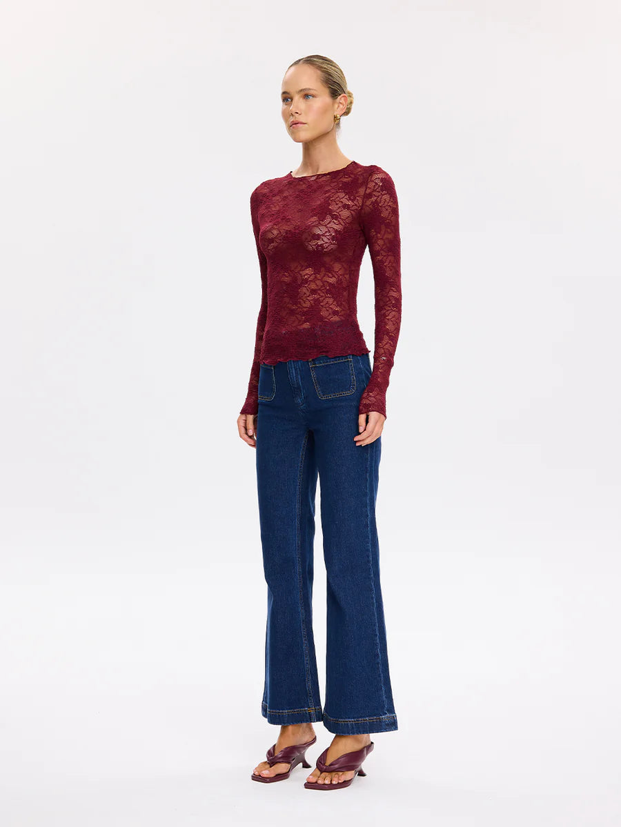 Elysian Collective Kivari Victoria Lace Top Plum