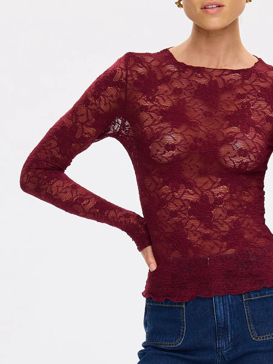 Elysian Collective Kivari Victoria Lace Top Plum