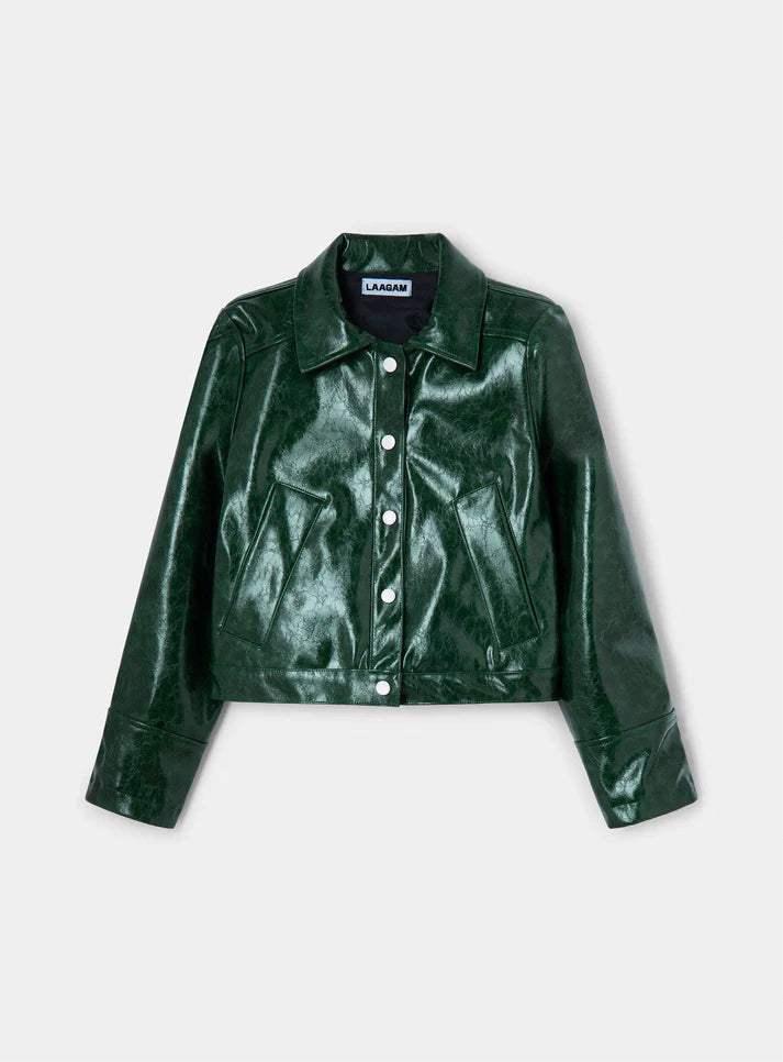 Elysian Collective Laagam Lena Green Faux Leather Jacket
