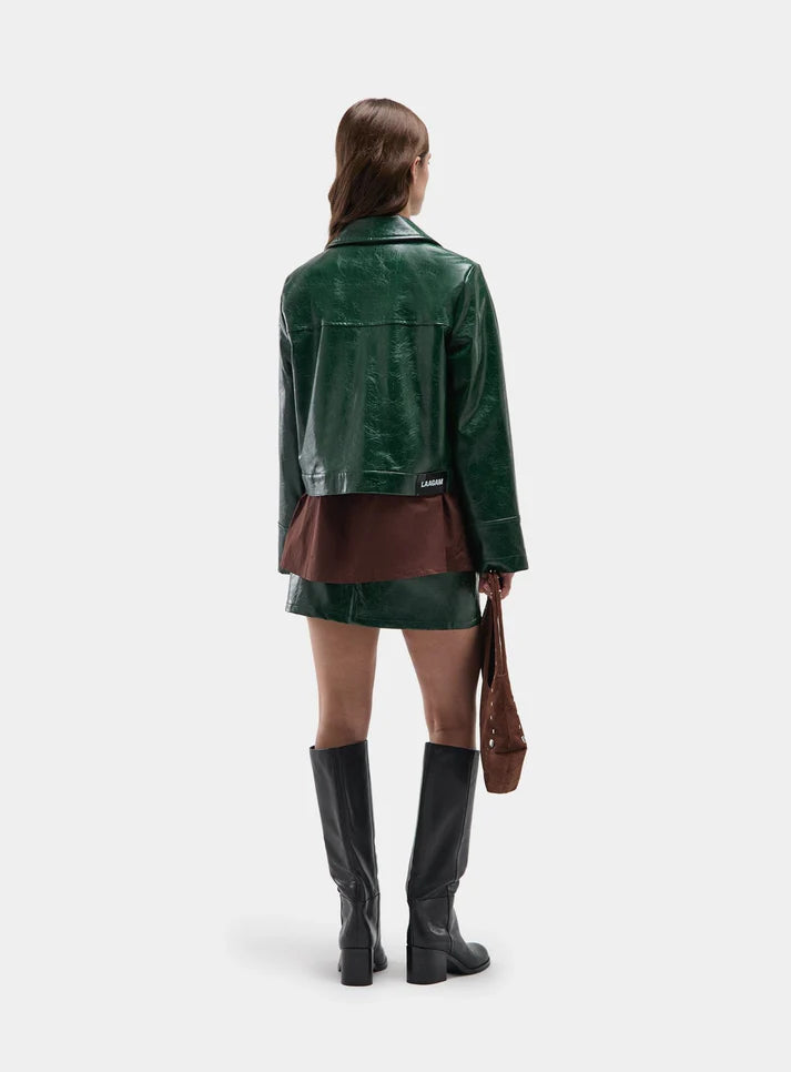 Elysian Collective Laagam Lena Green Faux Leather Jacket