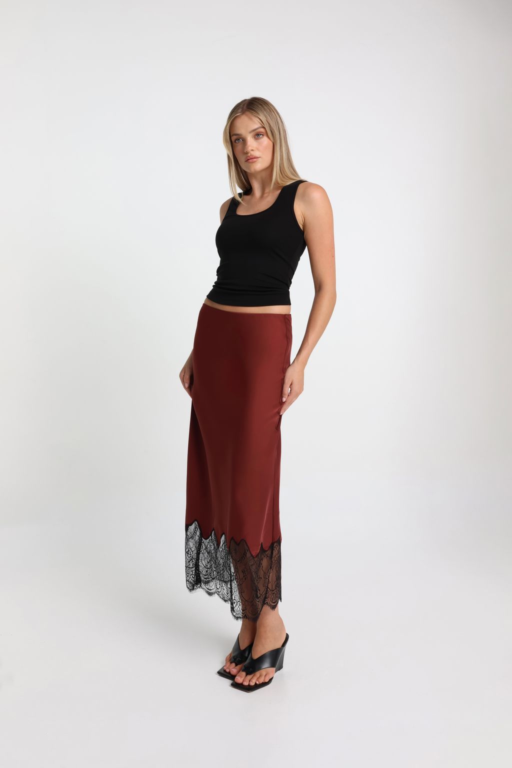 Elysian Collective Maddison The Label Luella Skirt Merlot
