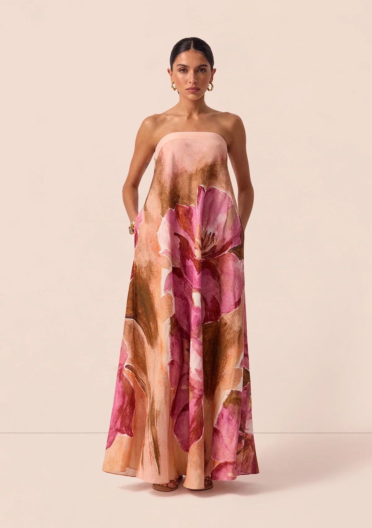 Elysian Collective MOS Peach Blossom Strapless Dress