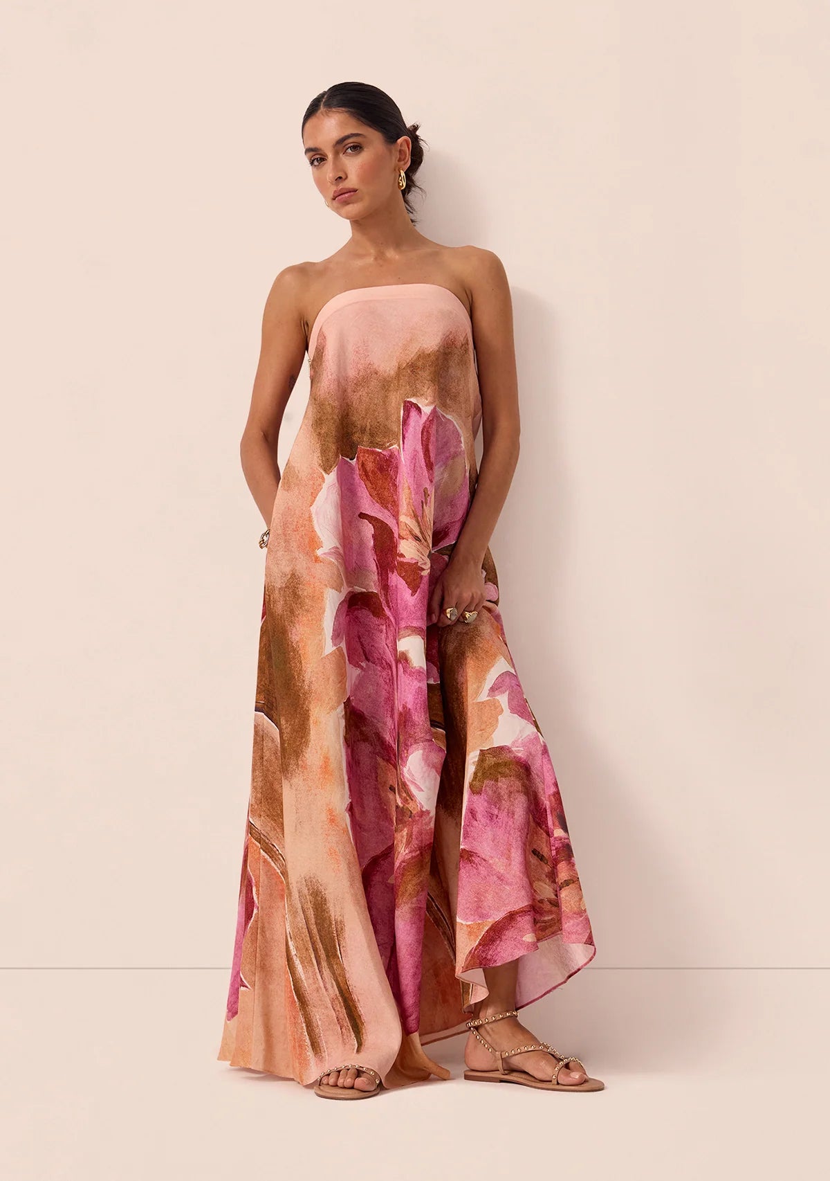 Elysian Collective MOS Peach Blossom Strapless Dress