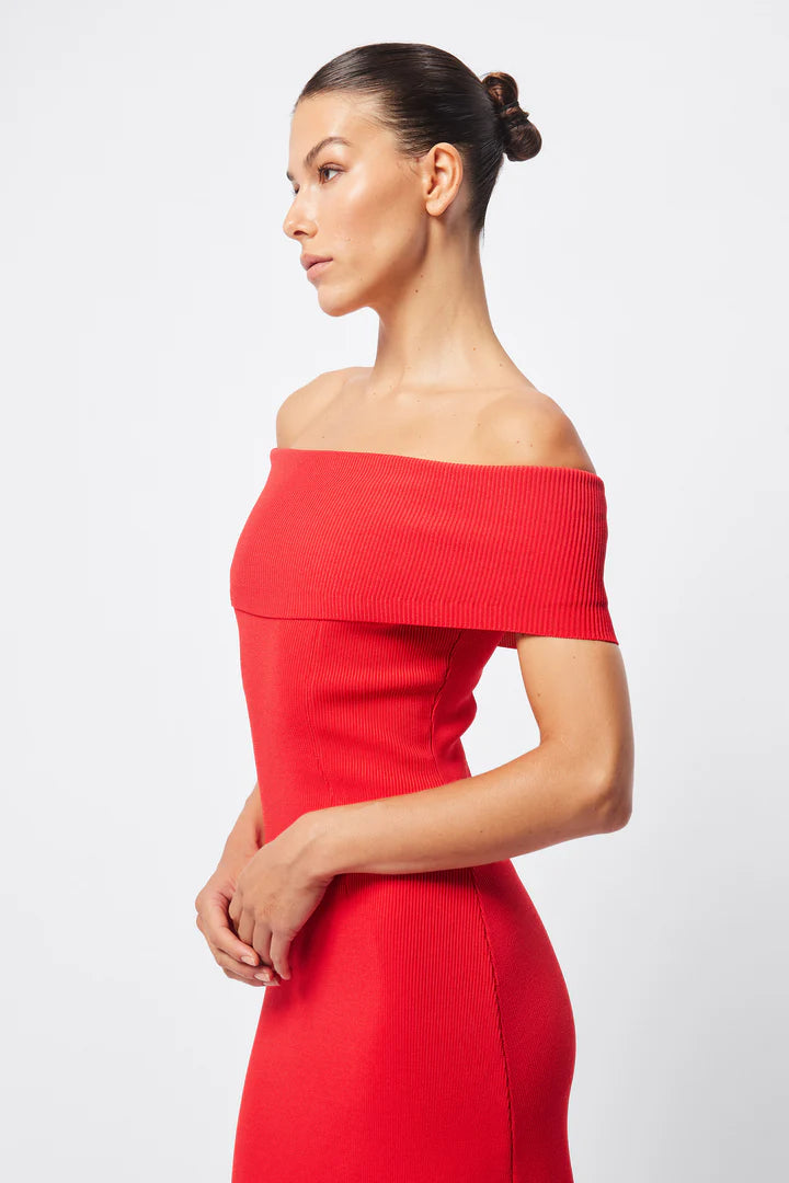 Elysian Collective Mossman Monaco Off The Shoulder Dress Red