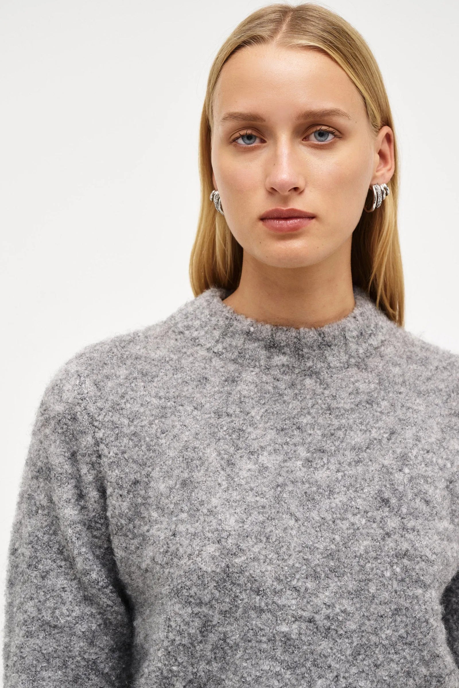 Elysian Collective Neuw Denim Boucle Crew Charcoal Marle