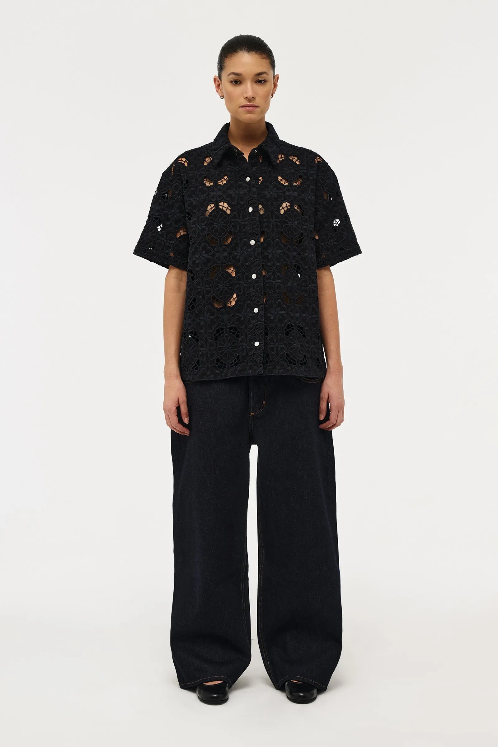 Elysian Collective Neuw Denim Foire Embroidery Shirt Black