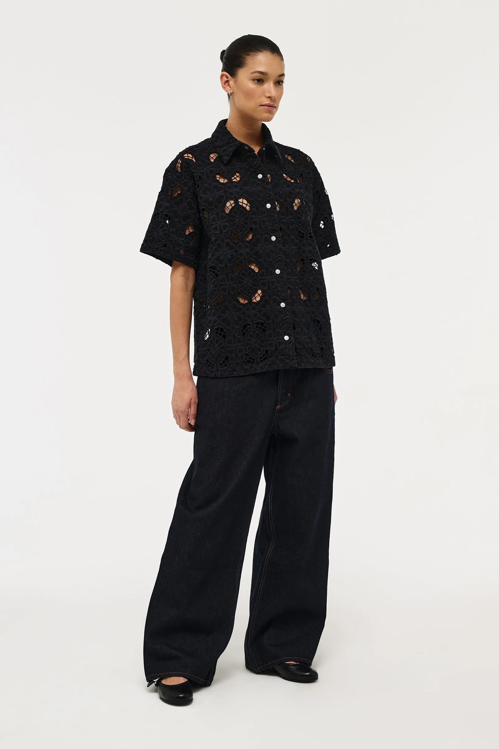 Elysian Collective Neuw Denim Foire Embroidery Shirt Black