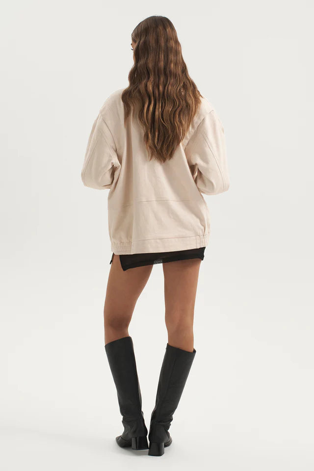 Elysian Collective Ownley Jakey Denim Bomber Jacket Ecru