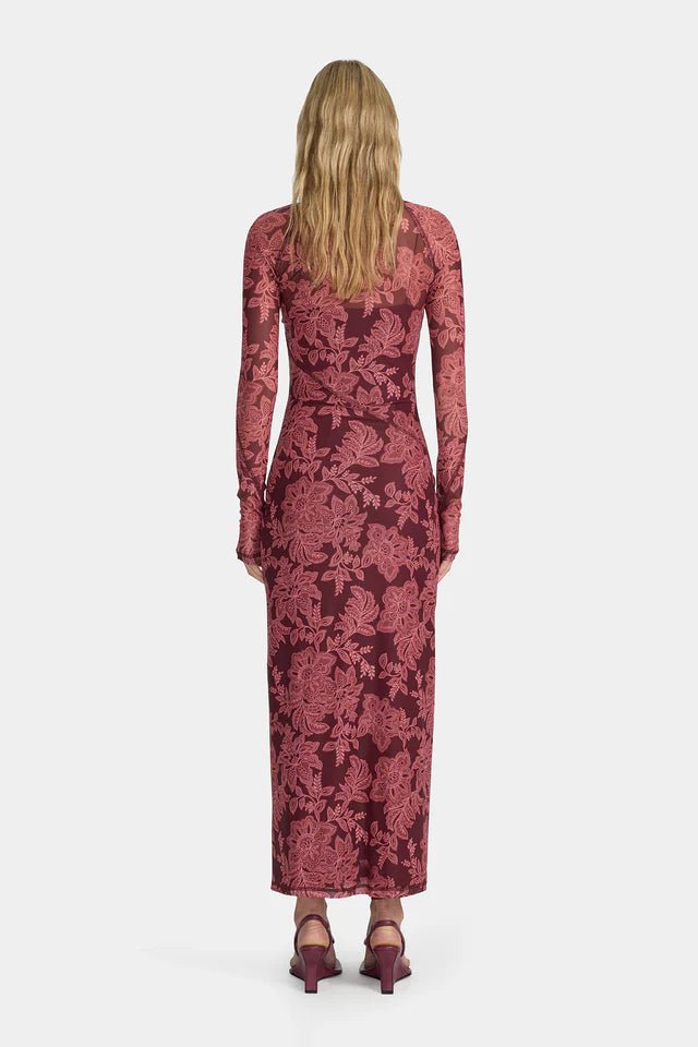 Elysian Collective Ownley Cara Mesh Dress Plum Paisley