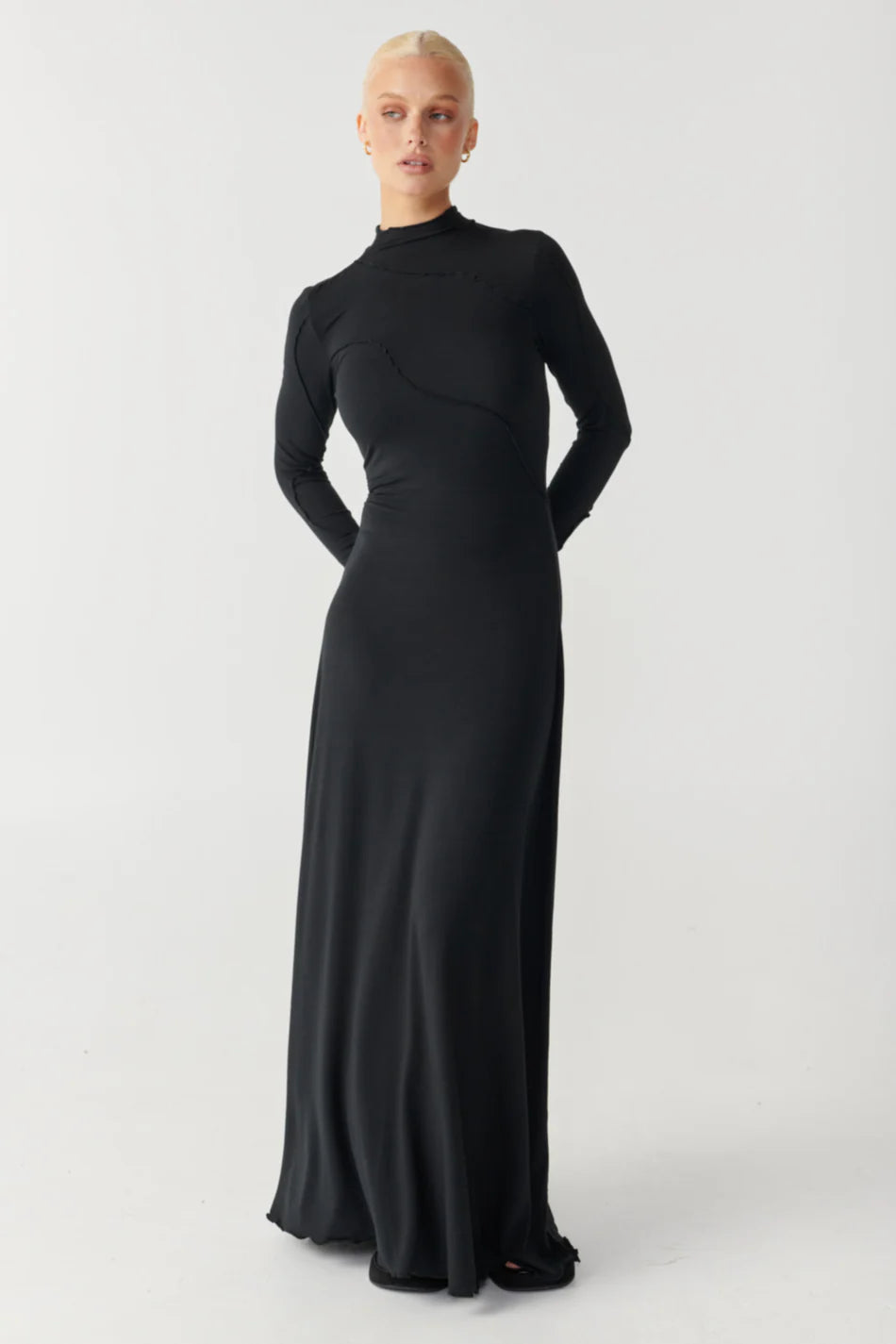Elysian Collective Raef The Label Cleo Panelled Maxi Dress Black
