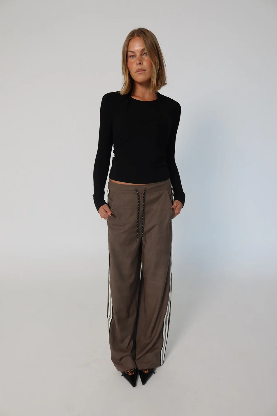 Elysian Collective Raef The Label Josie Wide Leg Trouser Yarn Dye Check