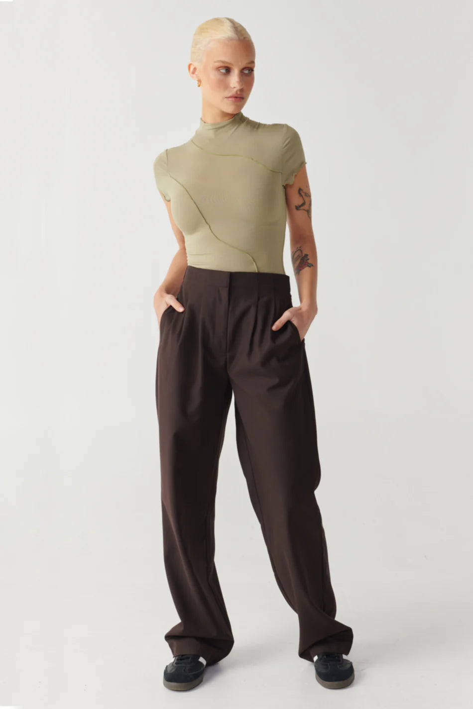 Elysian Collective Raef The Label Laney Panelled Top Dark Olive