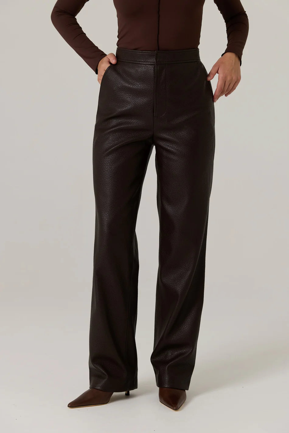 Elysian Collective RAEF The Label Winnie Vegan Leather Pant Dark Truffle