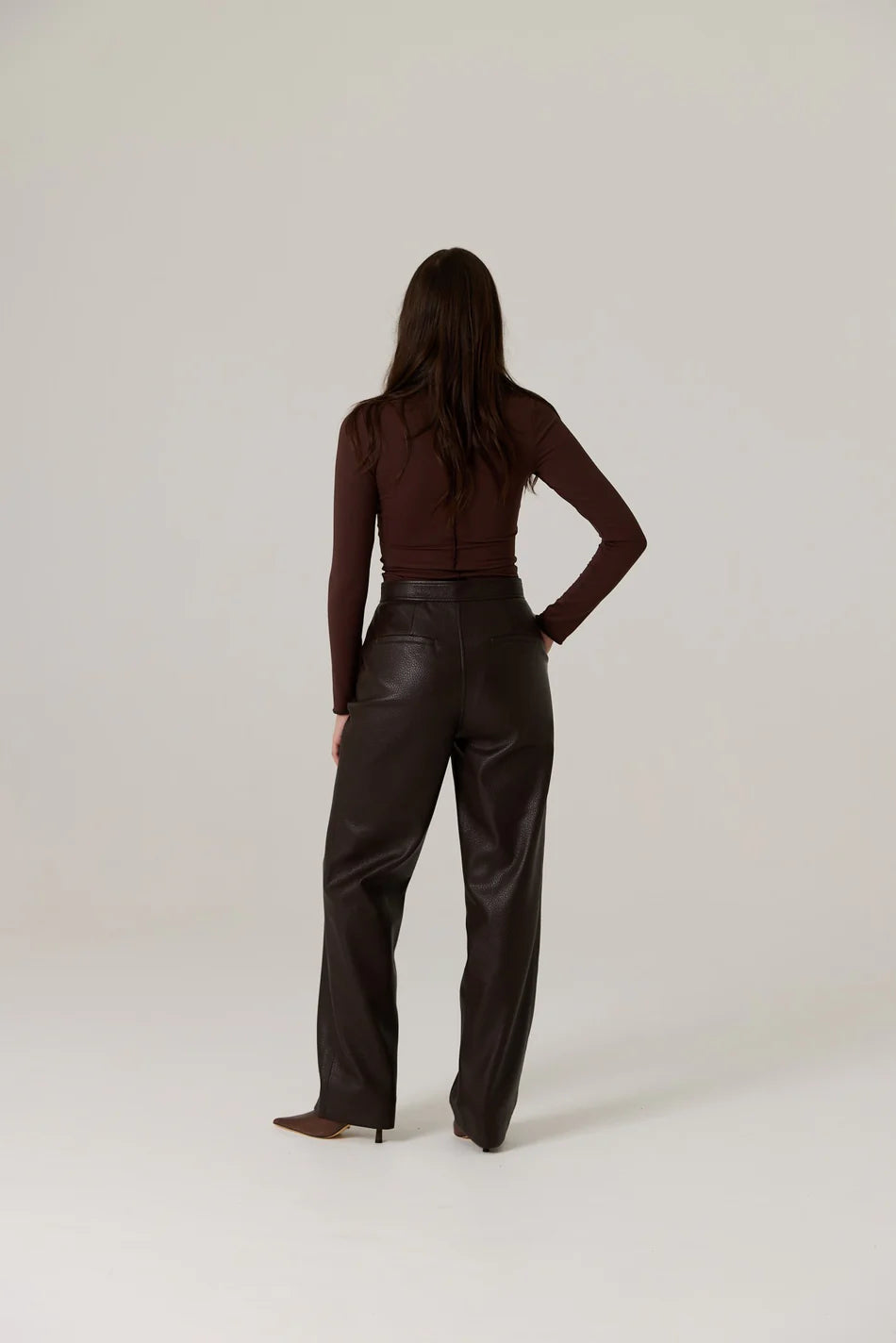 Elysian Collective RAEF The Label Winnie Vegan Leather Pant Dark Truffle