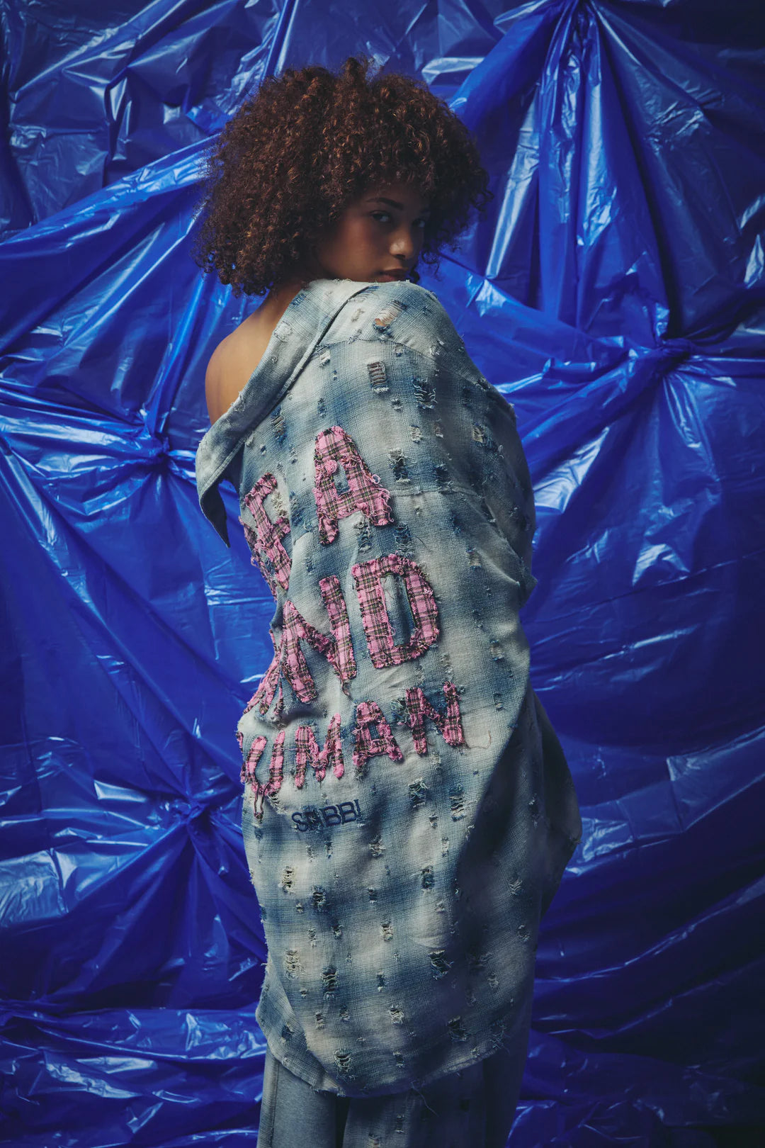 Elysian Collective Sabbi Be A Kind Human Oversized Shirt Blue