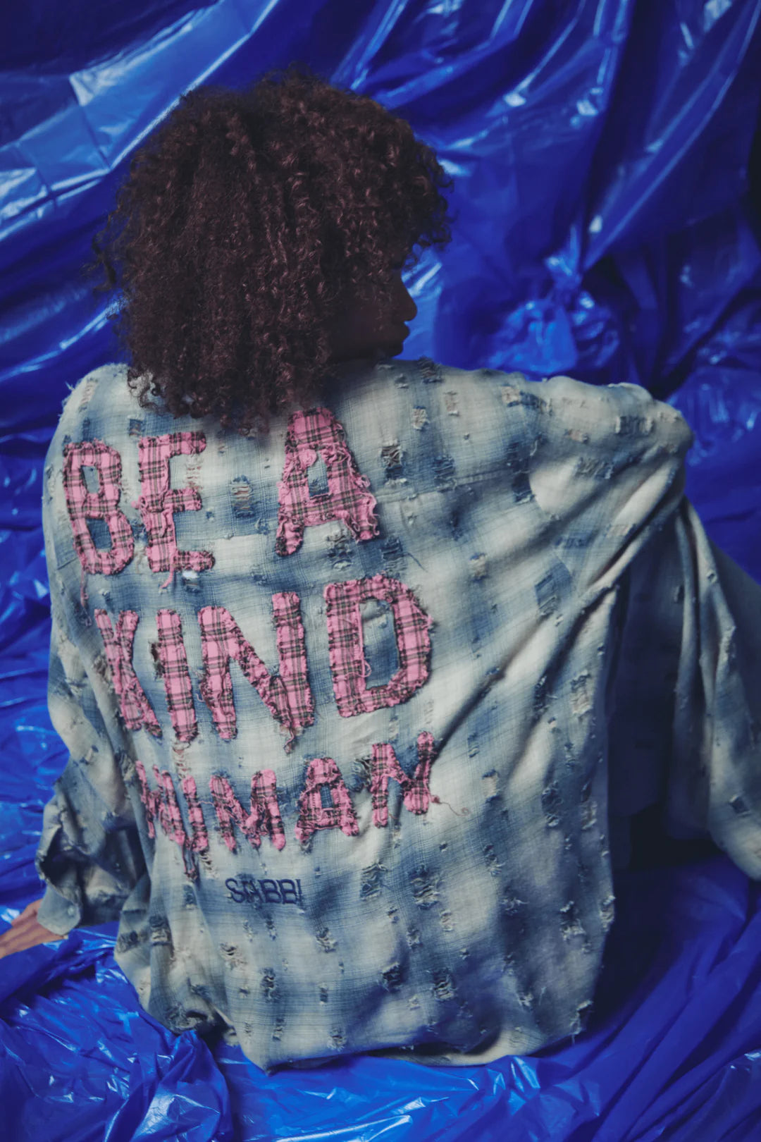 Elysian Collective Sabbi Be A Kind Human Oversized Shirt Blue