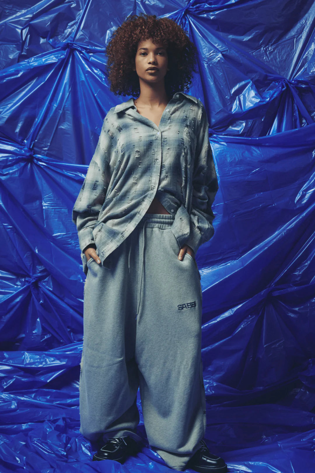 Elysian Collective Sabbi Be A Kind Human Oversized Shirt Blue