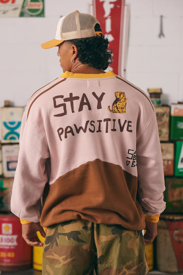 SABBI - CAT V NECK CREW (PEACH & BROWN)