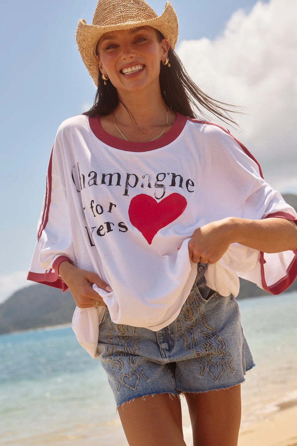 Elysian Collective Sabbi Champagne Is For Lovers Tee White