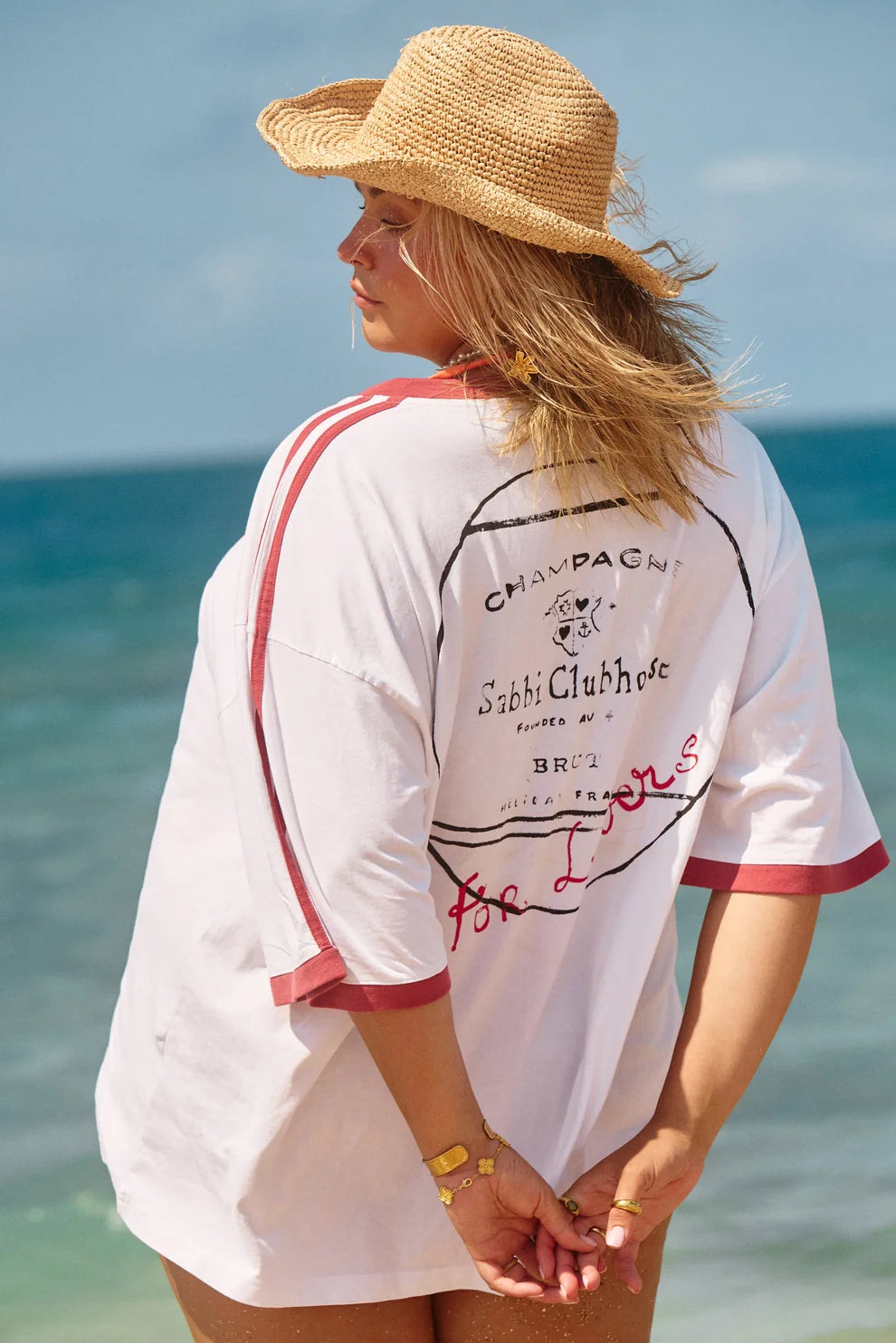 Elysian Collective Sabbi Champagne Is For Lovers Tee White