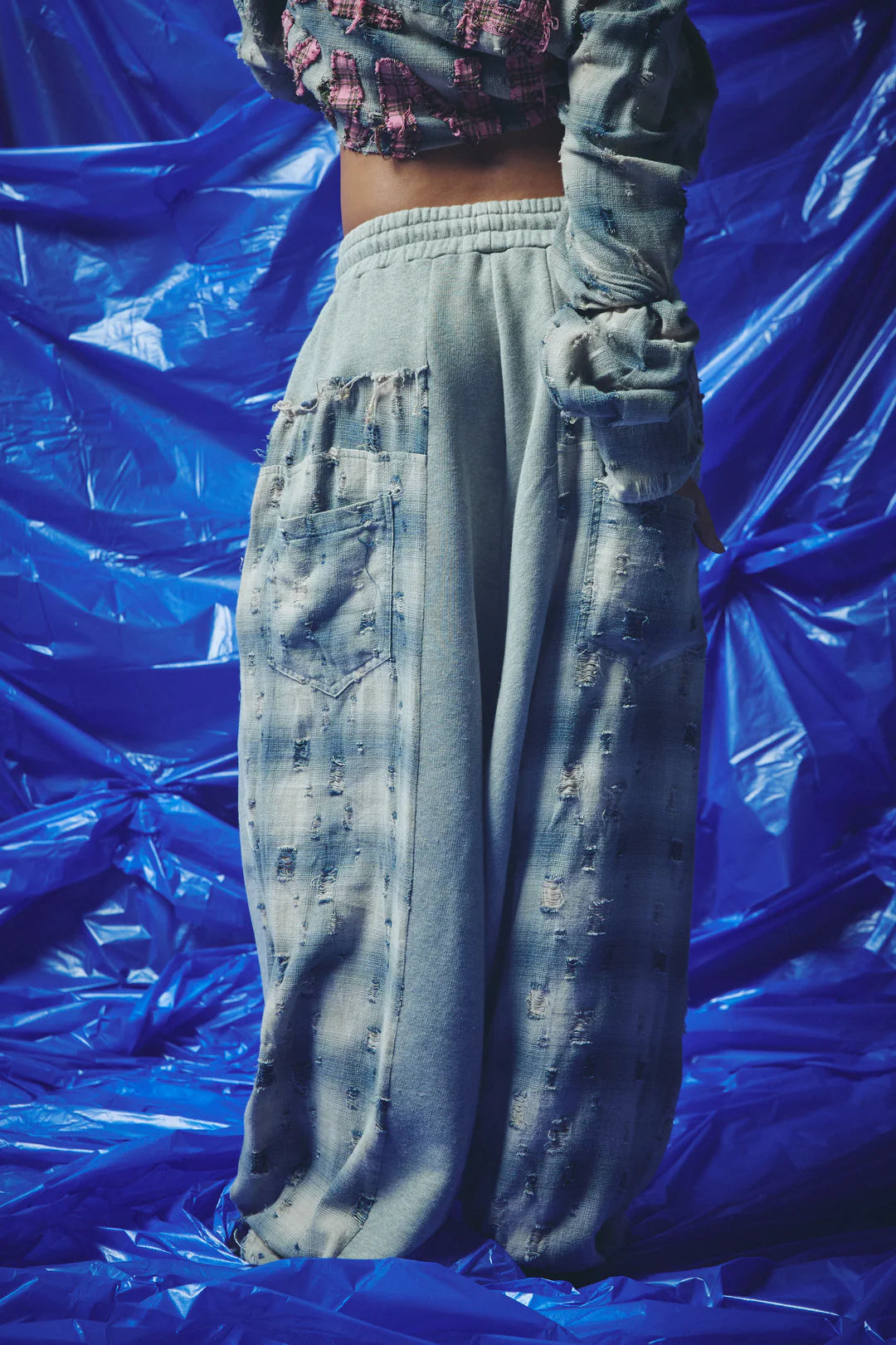 Elysian Collective Sabbi Checkmate Wide Leg Trackies Blue