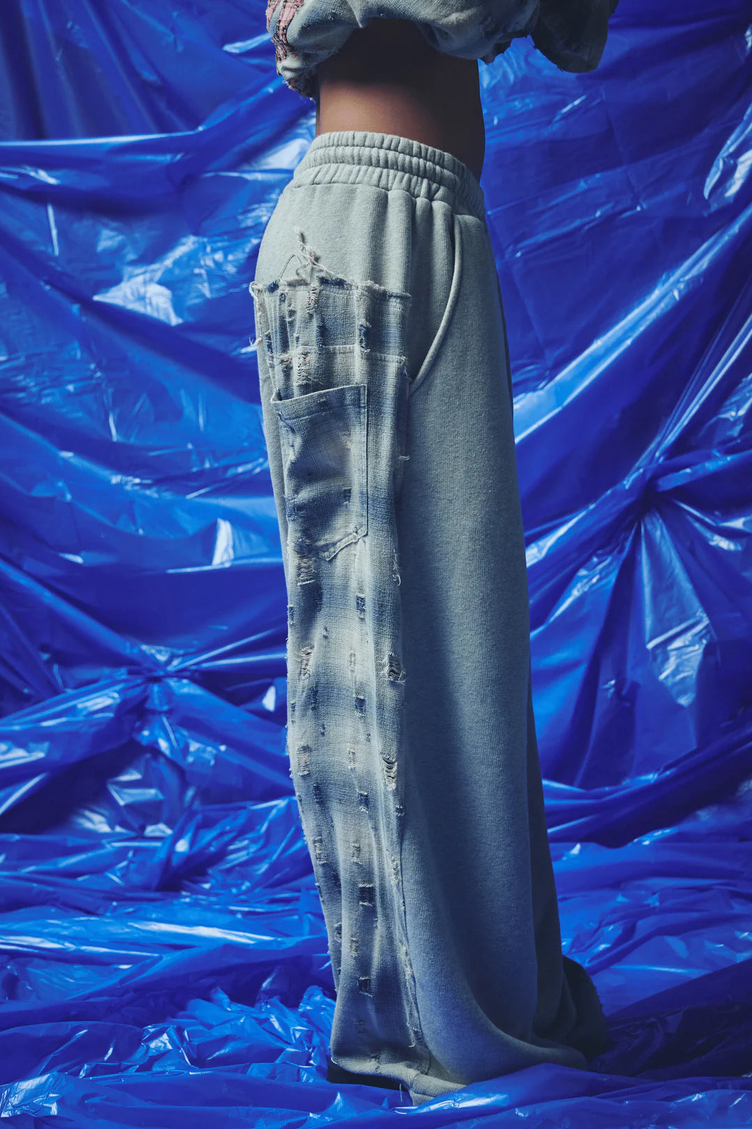 Elysian Collective Sabbi Checkmate Wide Leg Trackies Blue