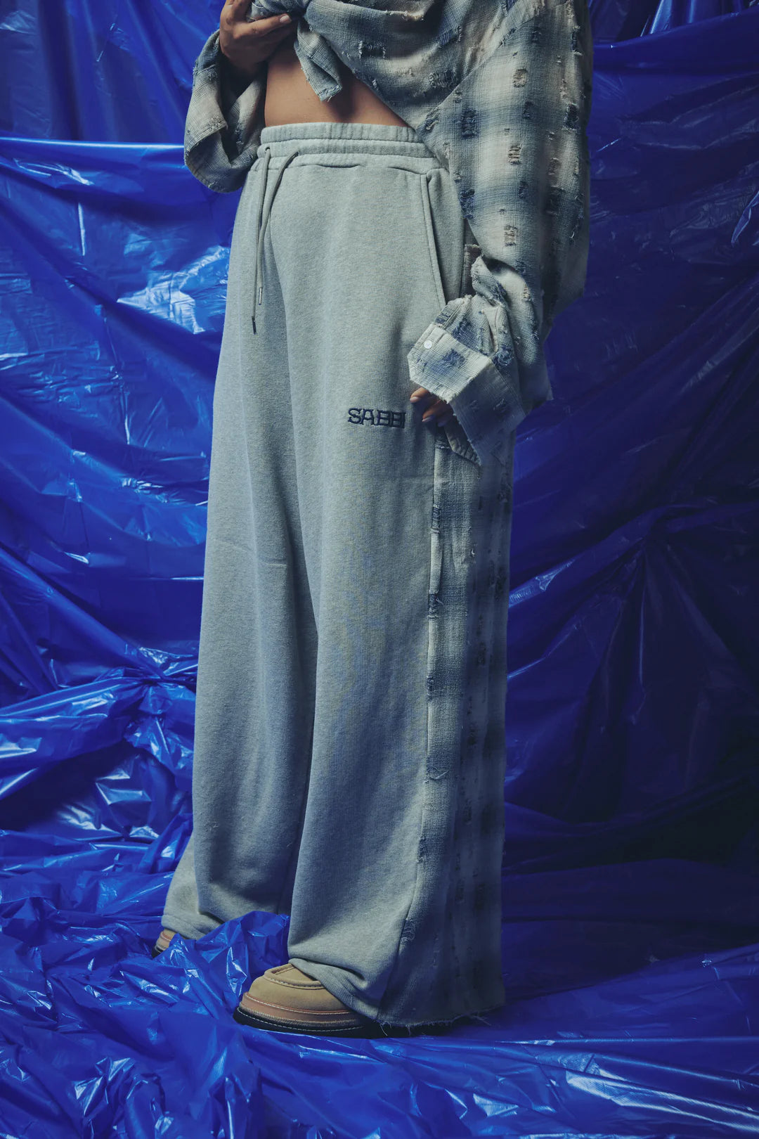 Elysian Collective Sabbi Checkmate Wide Leg Trackies Blue