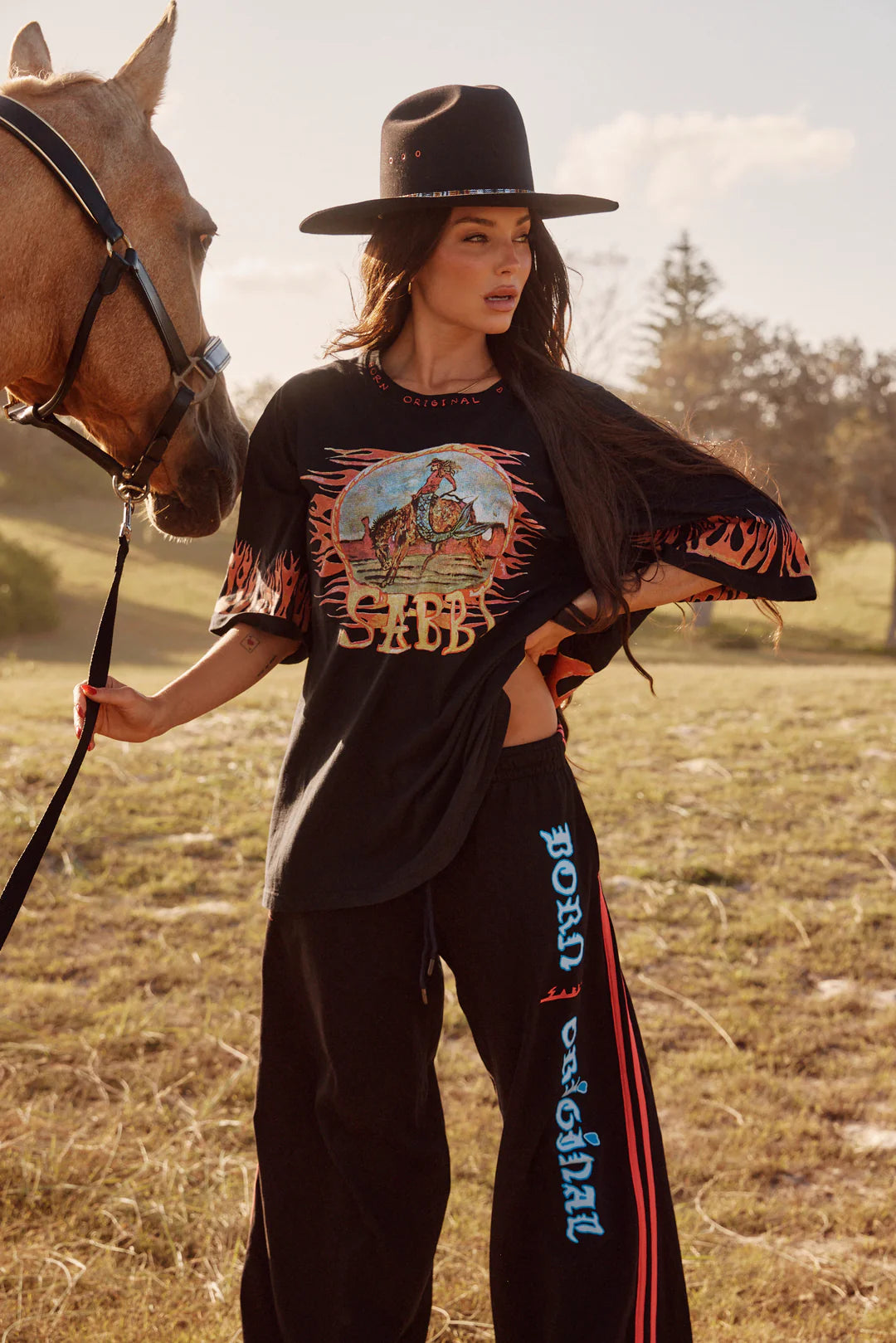 Elysian Collective Sabbi Flaming Cowboy Chido Pants Black
