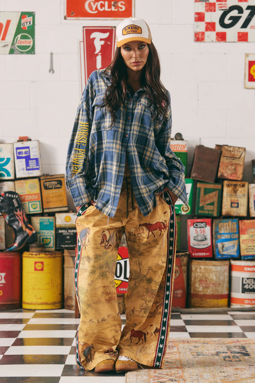 Elysian Collective Sabbi Horse Power Flannel Shirt Blue