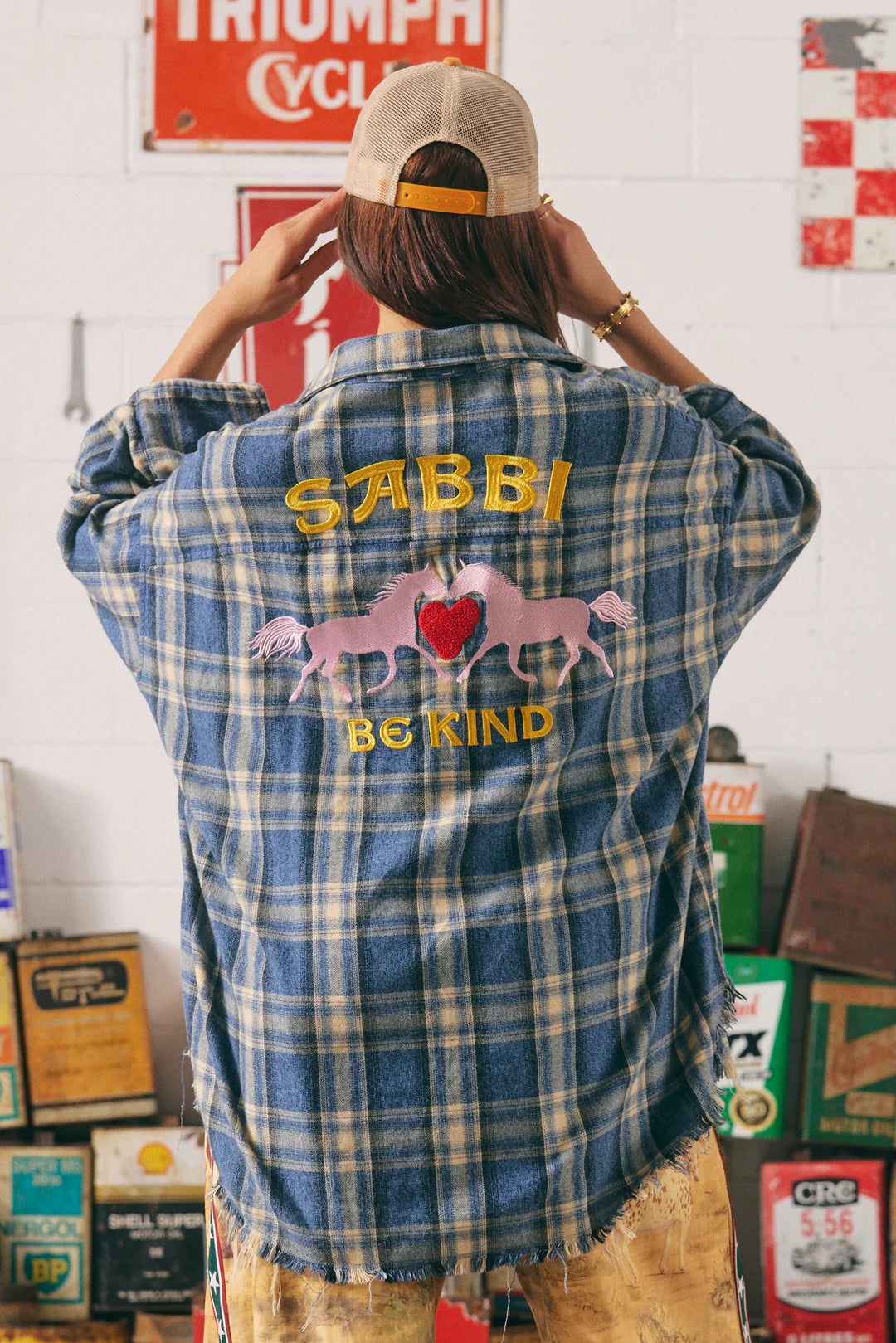Elysian Collective Sabbi Horse Power Flannel Shirt Blue