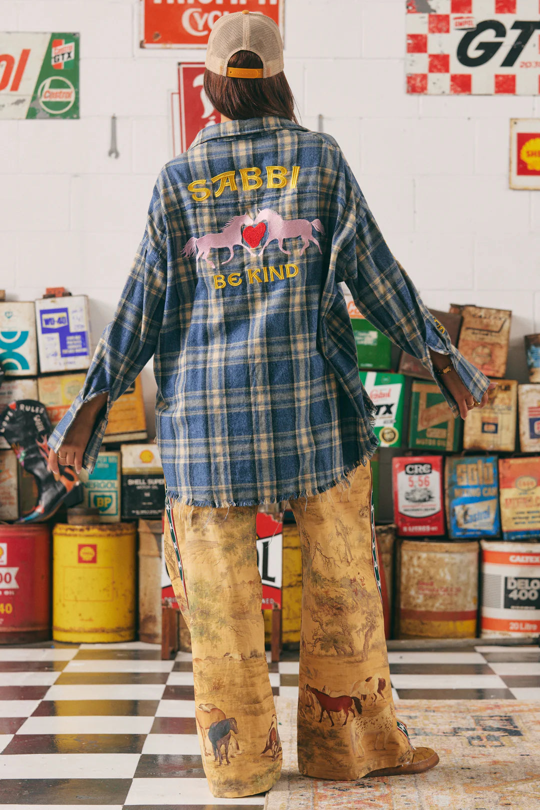 Elysian Collective Sabbi Horse Power Flannel Shirt Blue
