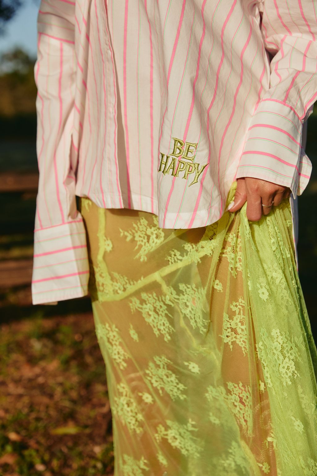 Elysian Collective Sabbi The Lace Skirt Maxi Chartreuse