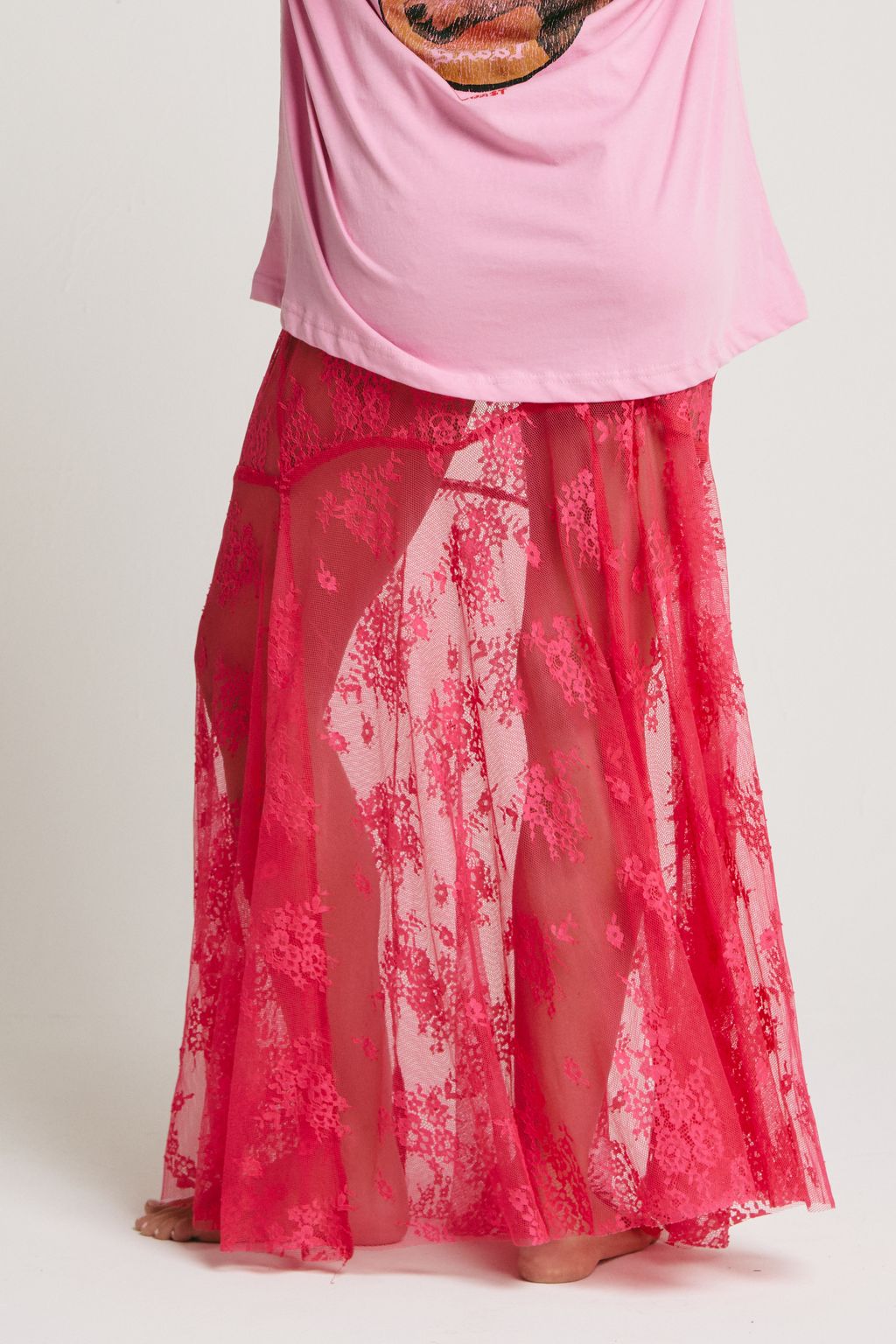 Elysian Collective Sabbi Lace Skirt Pink