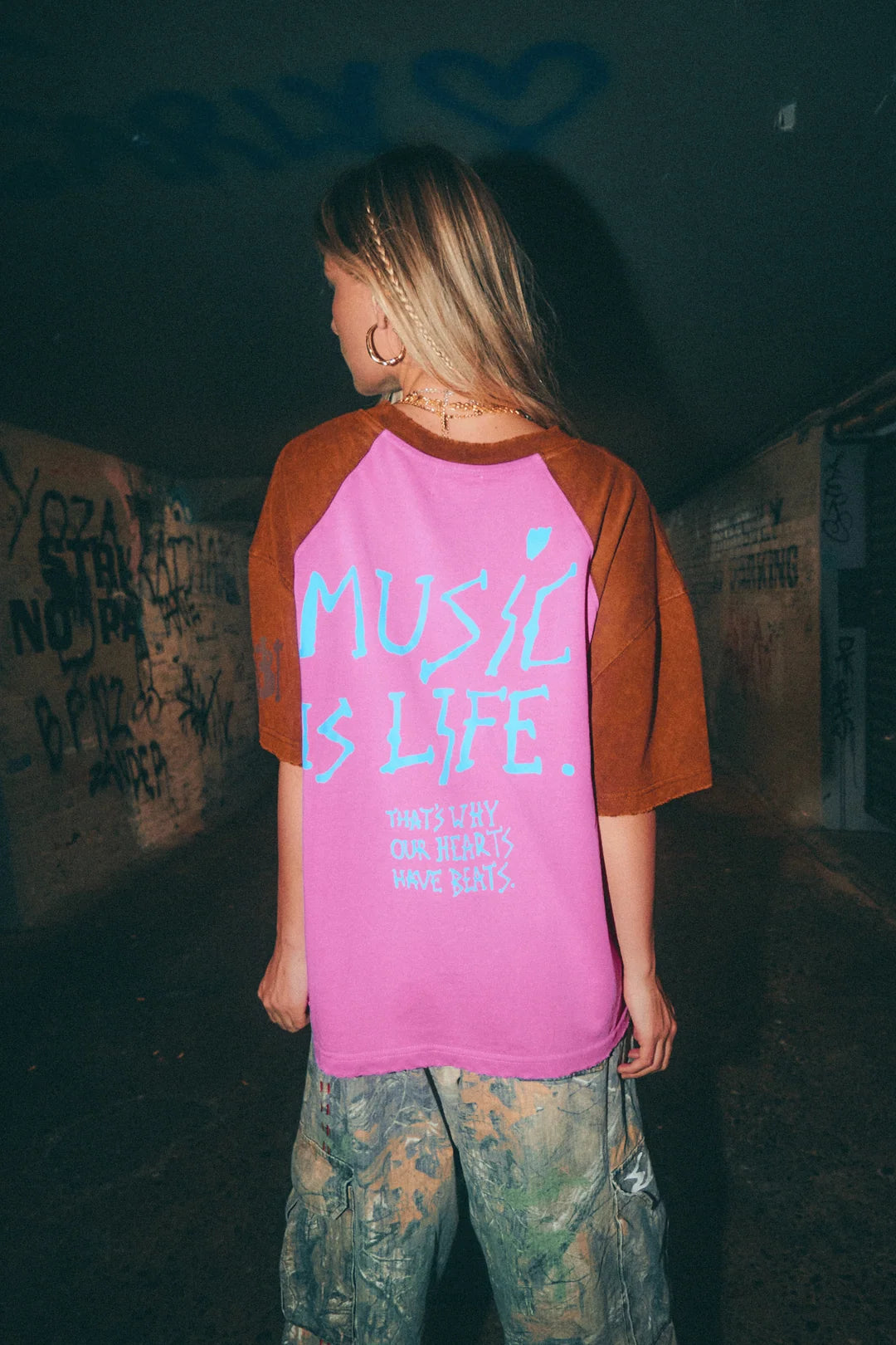Elysian Collective Sabbi Music Is Life Tee Pink