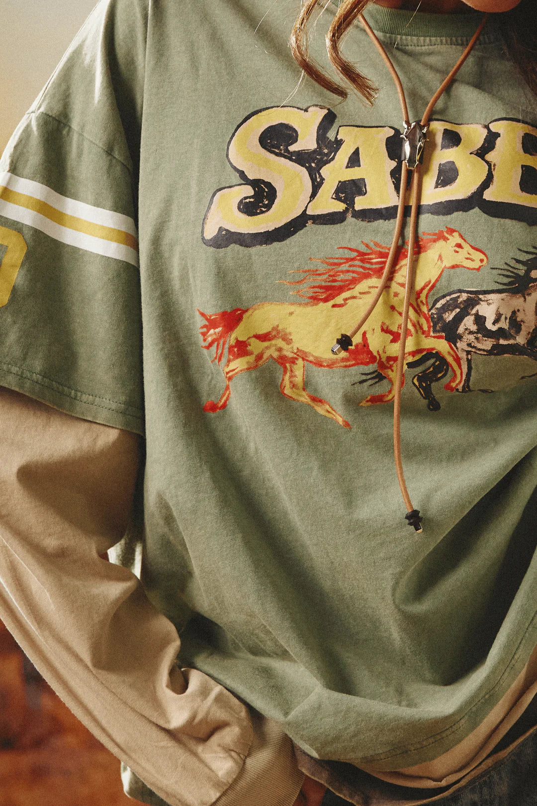 Elysian Collective Sabbi Neigh Sayer Long Sleeve Tee Green