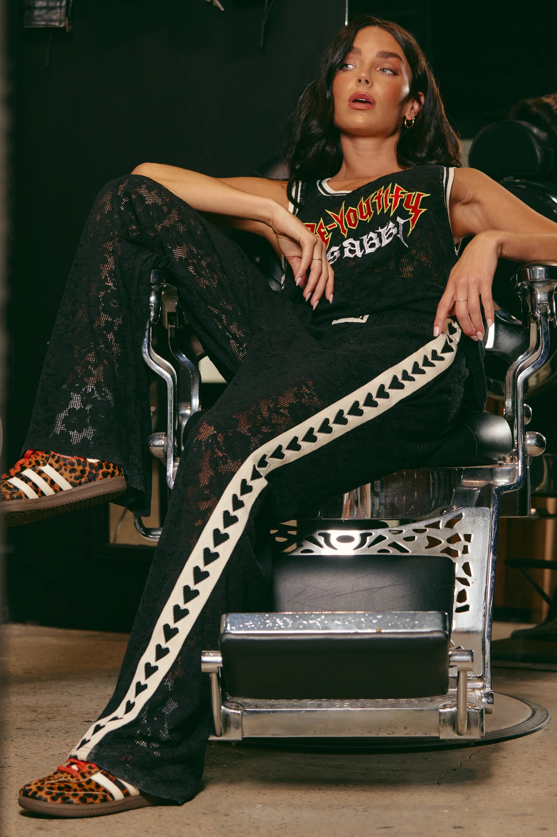 Elysian Collective Sabbi Raving Heart Lace Pant Black