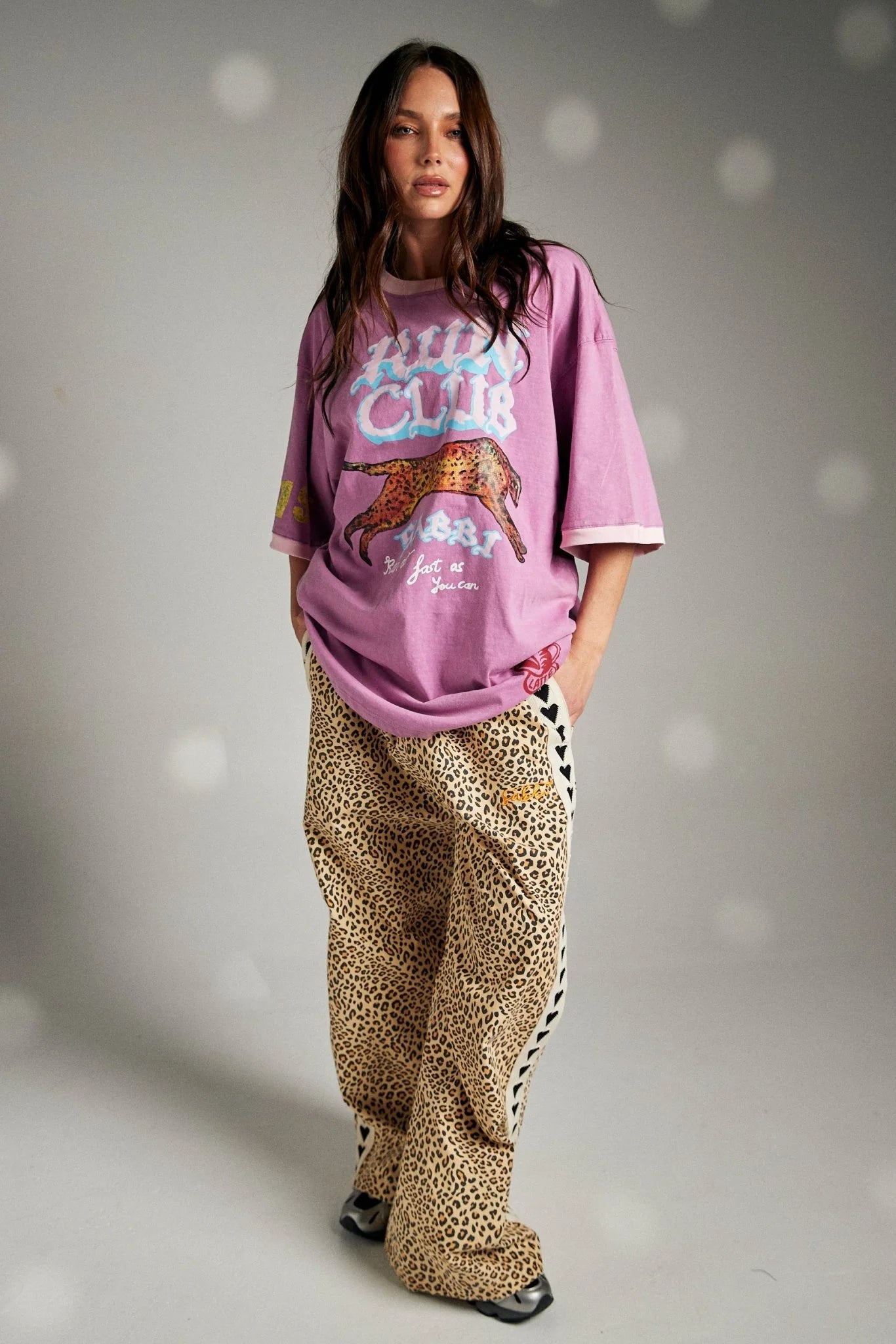 Elysian Collective Sabbi Raving Hearts Pants Leopard Drill