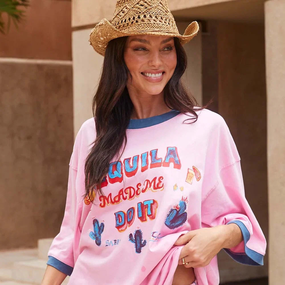 Elysian Collective Sabbi Tequila Made Me Do It Tee Pink