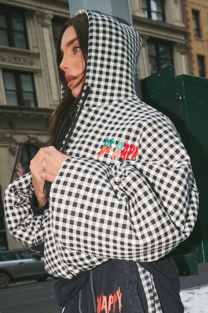 Elysian Collective Sabbi The Be Happy Gingham Padded Bomber