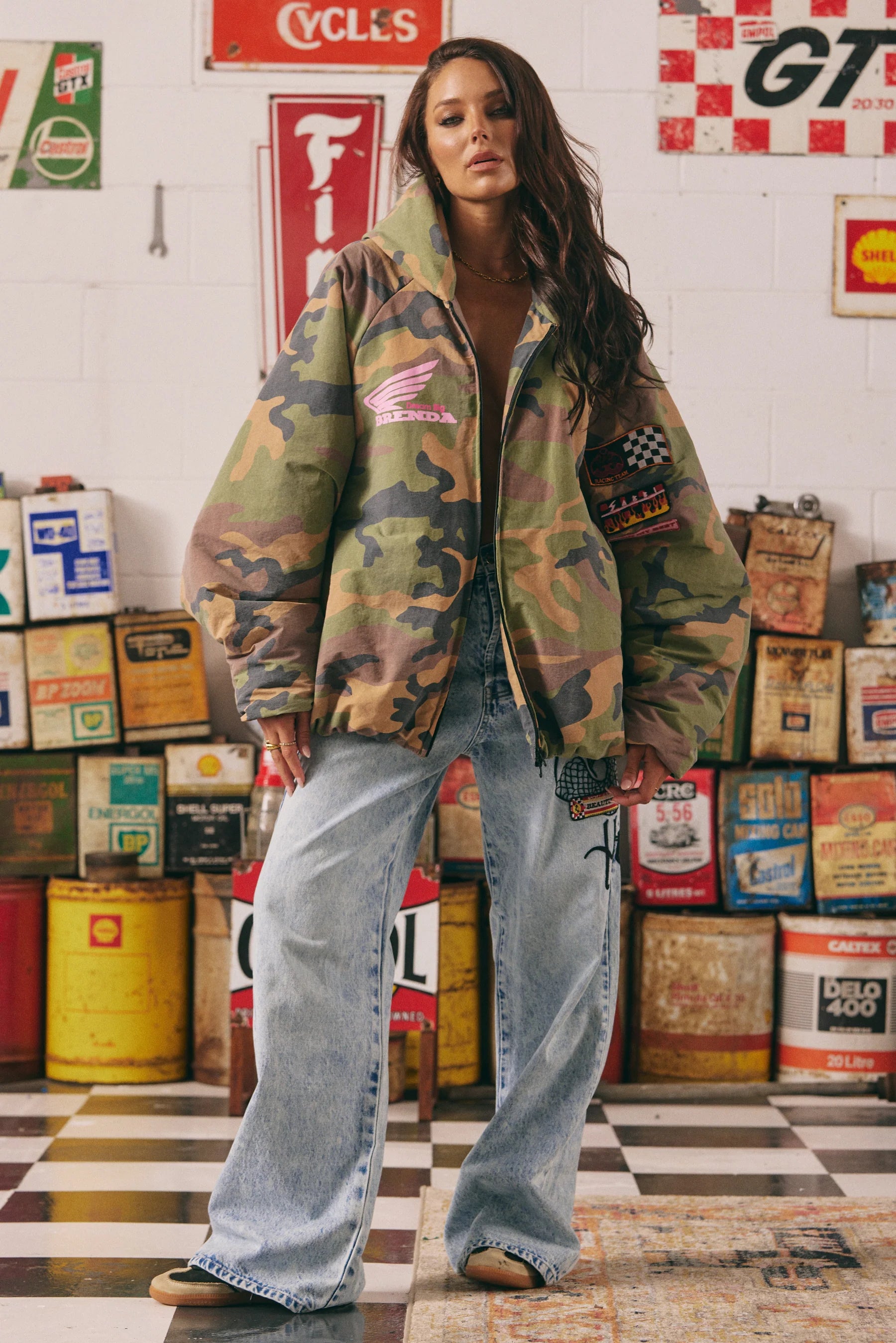 Elysian Collective Sabbi The Be Kind Bomber Jacket Camo