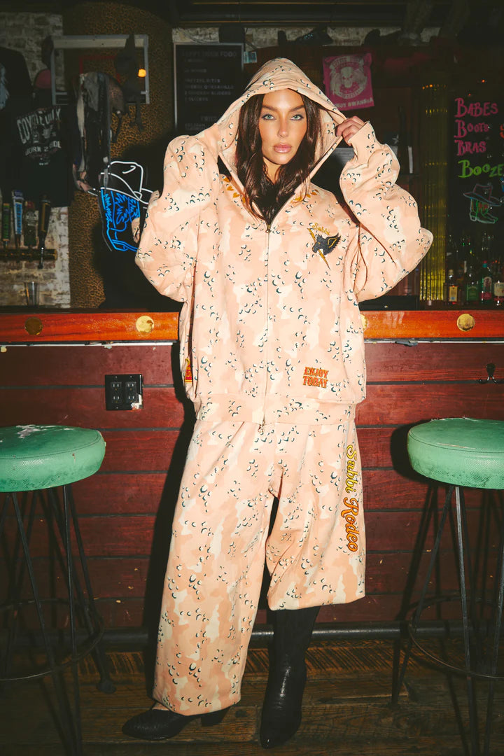 Elysian Collective Sabbi The Be Youtiful Wide Leg Sweat Pants Pink Camo