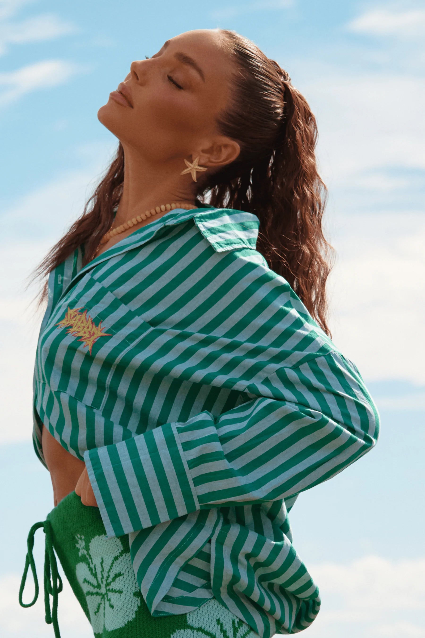 Elysian Collective Sabbi The Don Julio Seas The Day Shirt Blue Green Stripe