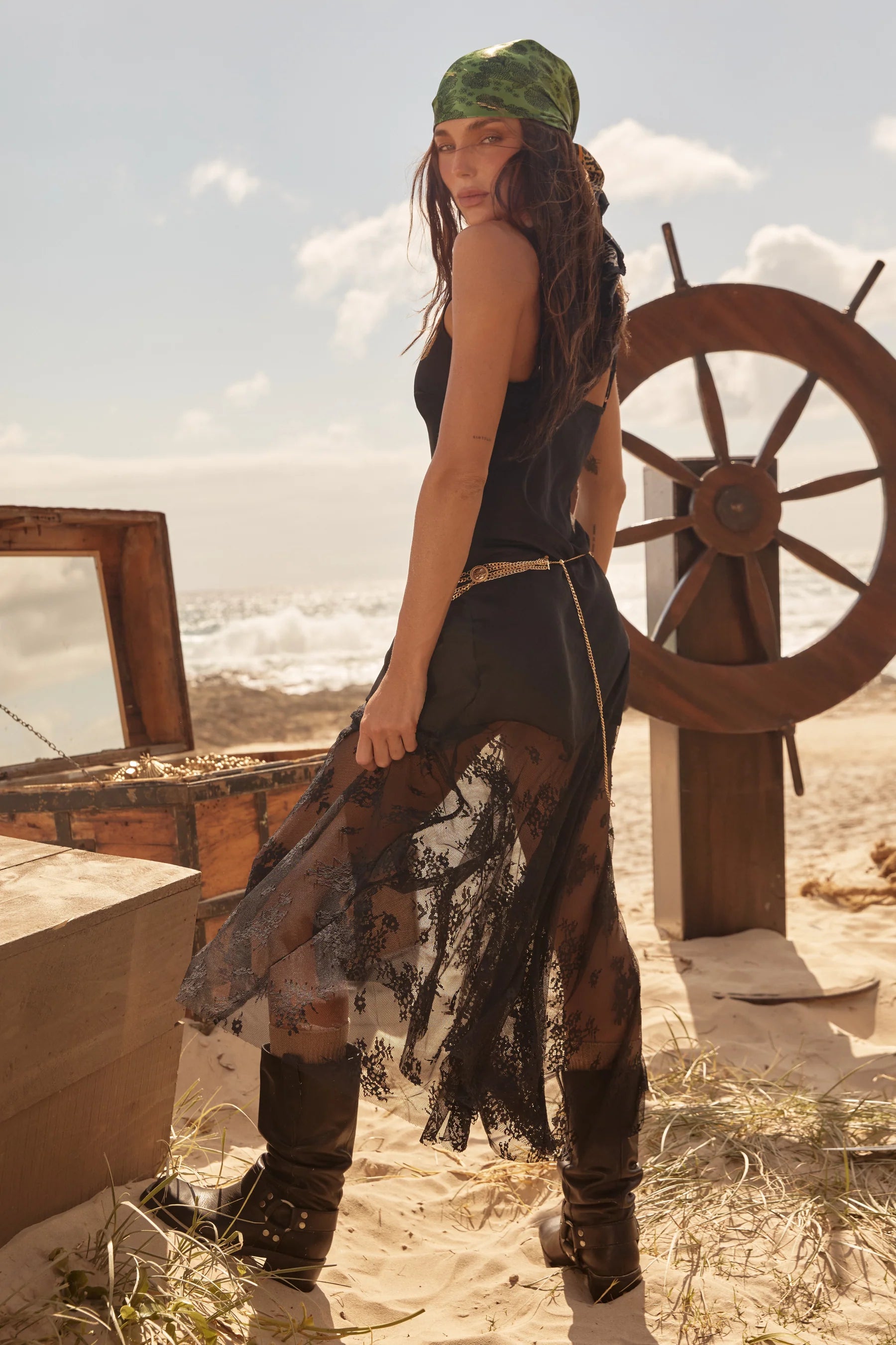Elysian Collective Sabbi The Lace Maxi Dress Black