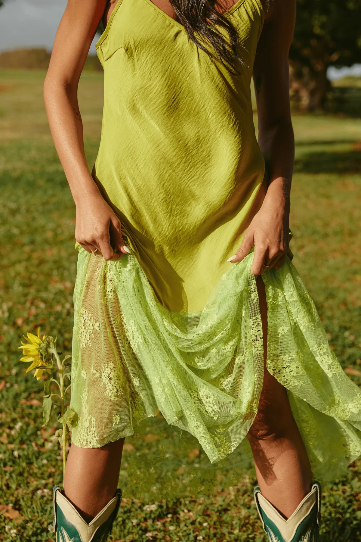 SABBI - THE LACE DRESS MAXI DRESS (CHARTREUSE) LAUNCHING 7 DECEMBER