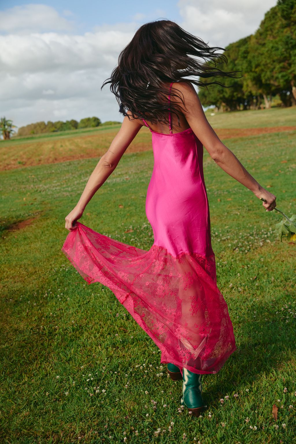 Elysian Collective Sabbi The Lace Maxi Dress Pink